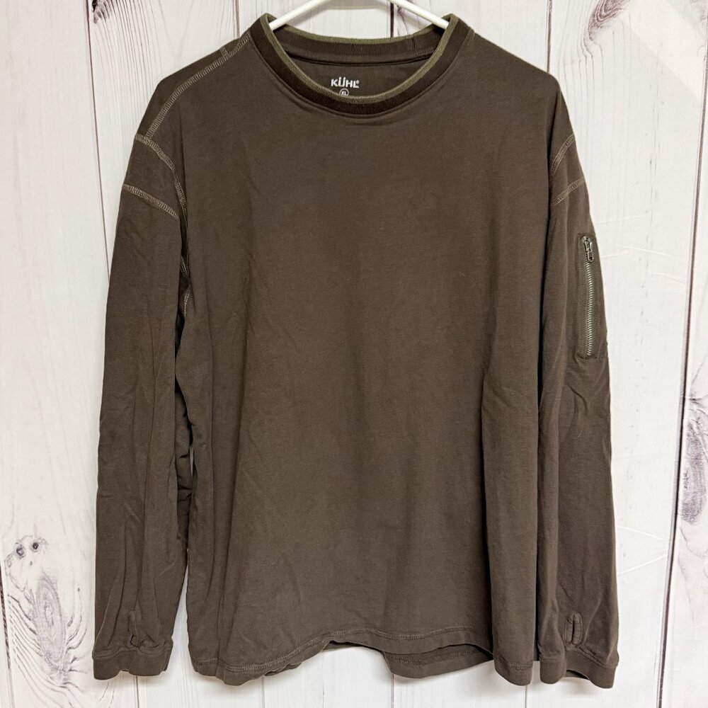 KÜHL Men’s Kommando Crew XL Brown Organic Cotton Thumbholes EUC